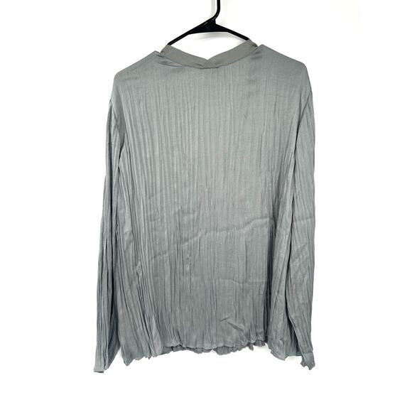 Vince Slate Gray Crushed Satin V-Neck Long Sleeve Blouse Size XL NWT - Picture 7 of 7